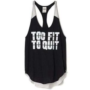 PINK Victoria's Secret Black Graphic Tank Top